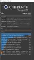 CINEBENCH R20  SCORE CPU:559pts