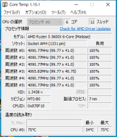 Novonest AC12RGB取付時の高負荷時CPU温度。